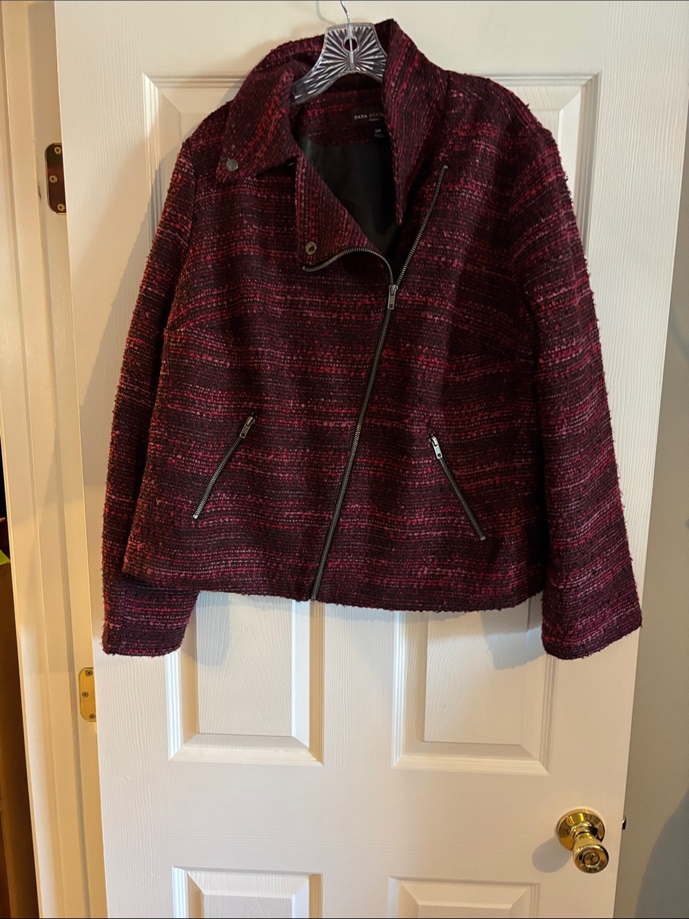 Dana Buchman Deep Berry Textured Moto Blazer 20W